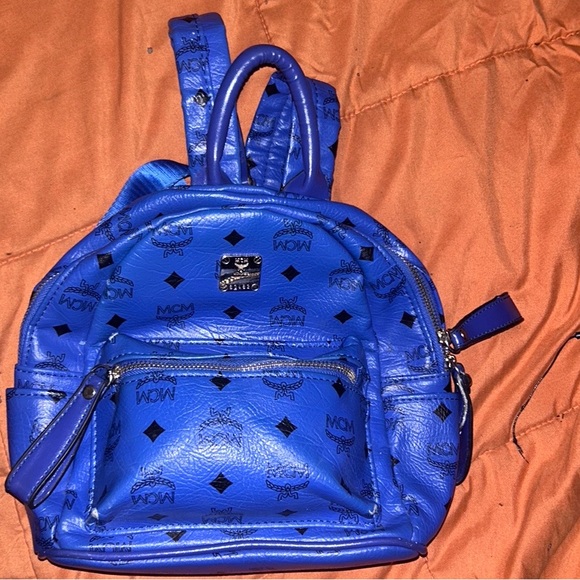 MCM BLUE STARK SIDE NON STUDDED BACKPACK IN VISETOS - Picture 1 of 5